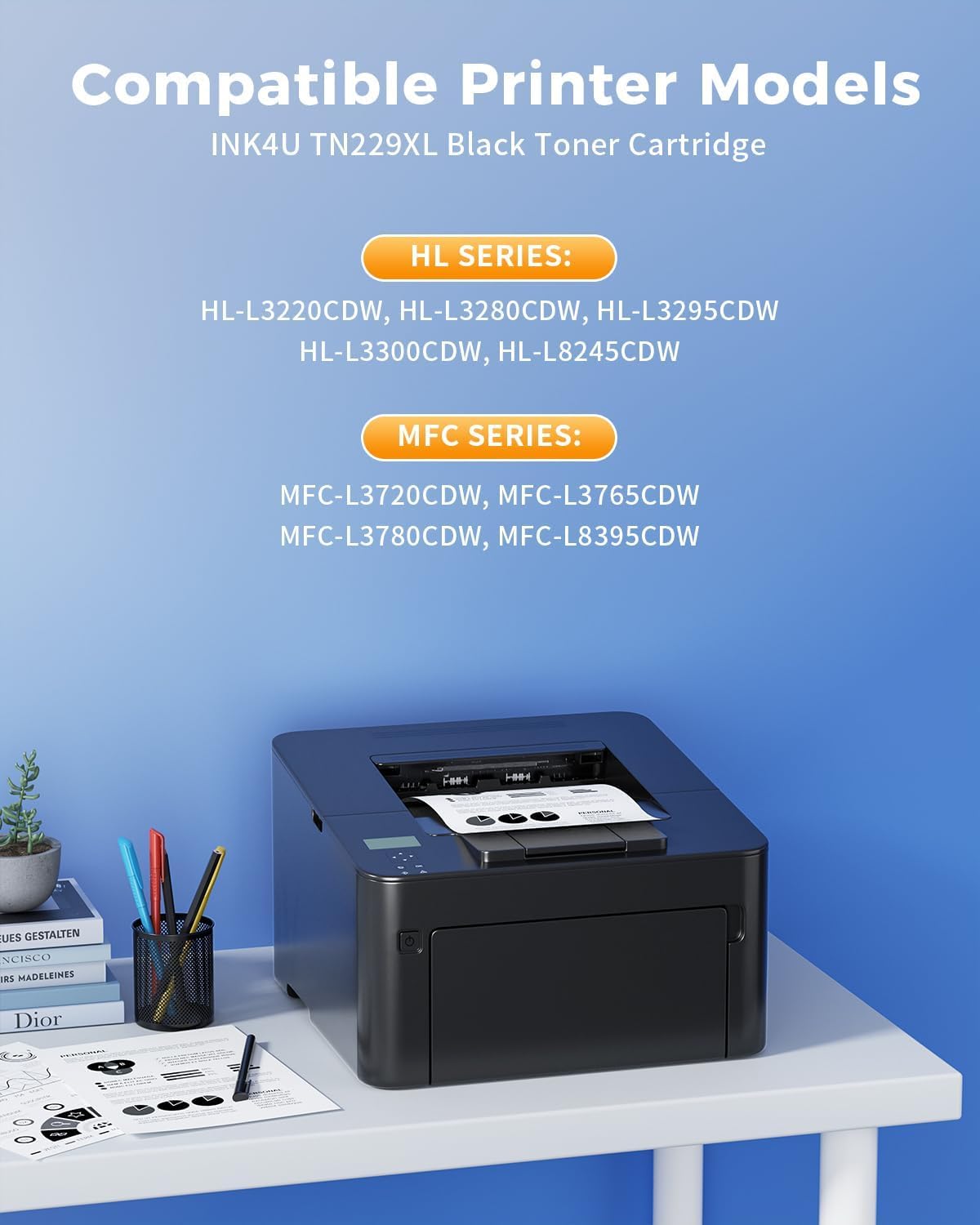 TN229XL Black Toner Cartridges, Compatible Replacement for Brother TN229XL TN229 Black TN229XLBK TN229BK to Use with MFC-L3780CDW HL-L3280CDW MFC-L3720CDW HL-L3220CDW HL-L3300CDW Printer (2 Pack)