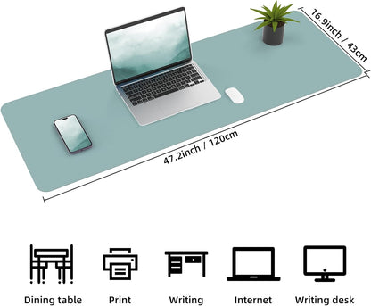 Leather Desk pad Protector, Large Desk mat with Natural Cork & PU Leather,Mouse pad,Non-Slip Office Desk Mat,Waterproof Desk Writing Pad for Office and Home (35in*17in, Light Blue)