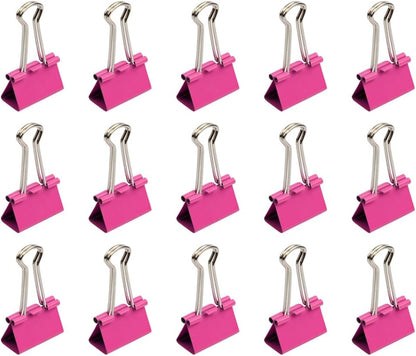JAM PAPER Colorful Binder Clips - Medium - 1 1/4 Inch (32 mm) - Pink Binderclips - 15/Pack
