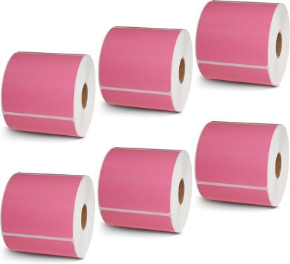 BETCKEY - 3" x 3" Multipurpose & Large Square Labels Compatible with Zebra & Rollo Label Printer,Premium Adhesive & Perforated[Pink, 6 Rolls, 3000 Labels]