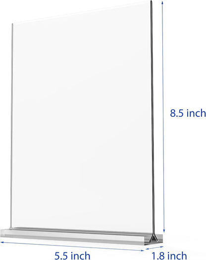 newnewshow Acrylic Sign Holder 5.5x8.5 Inch 3 Pack Vertical T Shape Double-Sided Desktop Display Holder. (Optional 8.5x11 8.5x5.5 5x7 Horizontal and Vertical)