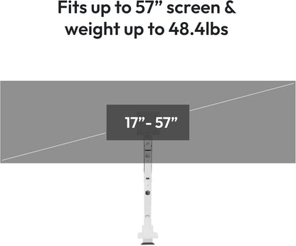 Pixio PS2S Titan White Ultrawide Mega Heavy-Duty Premium Single Monitor Arm Stand fits up to 57 inch Monitors Holds up to 59.4lbs VESA Compatible Integrated Cable Management