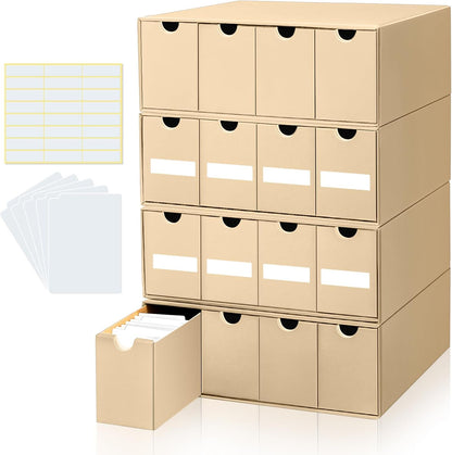 Cholemy Trading Card Storage Box 15000+ with 70 Cardboard Storage Divider, Label Sticker for Collection Compatible with TCG, Sport Cards(4 Row, 4 in A Row,Yellow)