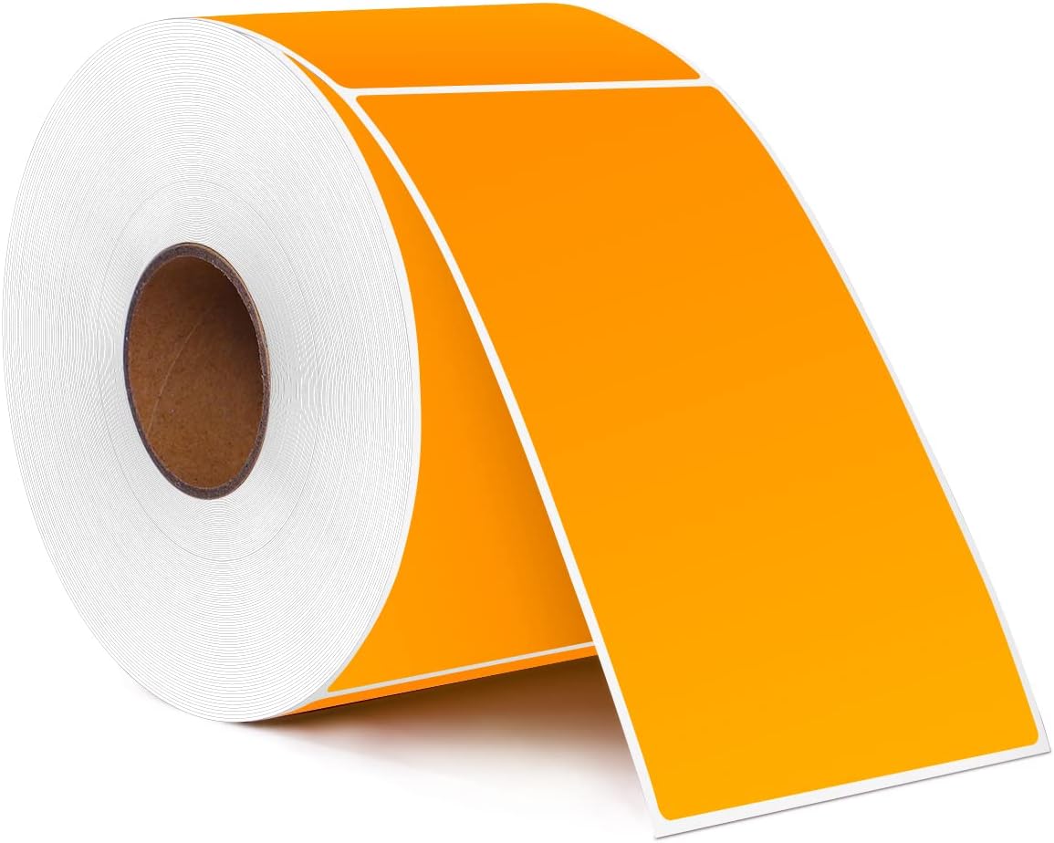 PARLAIM 3" x 5" Rectangle Adhesive Color Code Stickers,500 per Dispenser Box Roll Square Label Inventory Stickers (Fluorescent Orange)