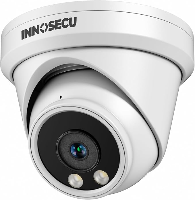 UltraHD 8MP PoE Camera, Turret Wired IP Security Camera Outdoor Indoor, Built-in Mic/Audio, 2.8mm Wide Angle 110°, Human/Vehicle Detection, Fully Works NVR, IND8BR97A (White)