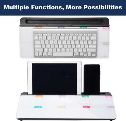 TSJ OFFICE Whiteboard Weekly Dry-Erase-Board - Desktop White Board Calendar Desk Organizers with Accessories Computer Keyboard Stand with Drawer, for Office, Home, School Supplies