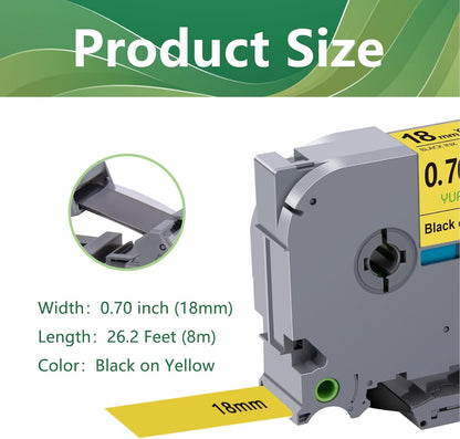 TZe-641 18mm TZe TZ Yellow Tape Compatible with Brother P Touch Label Maker Tape TZ-641 TZe641 TZ641 Label Tape 18mm 0.7 Laminated Black on Yellow for PT-D400AD PT-D610BT Printer, 3-Pack