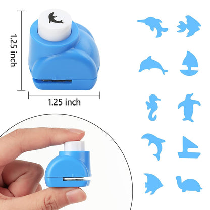LOVEINUSA 10-Piece Sea Animal Shaped Craft Punch Set for DIY Crafting, Scrapbooking, Journaling, Greeting Cards, Photo Albums, Envelope Punch Board and Festival DIY Paper Projects