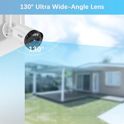 【90ft Super Night Vision】 Outdoor Wireless Security Camera System, Wireless Cameras for Home Security, WiFi Video Surveillance DVR Kits