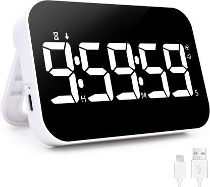 Kitchen Timer （1.5" Number） Large Digital Magnetic Timer, Rechargeabilit, Countdown and Countup, 3 Brightness Display, 3 Volume Levels and Vibration Mode, for Cook, Kids Adults Study Teaching