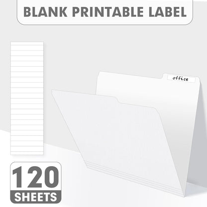 File Folder, PANDRI 120 Pack File Folder, 1/3 Cut Tab, Letter Size, Filing Folder for Office School Business, White