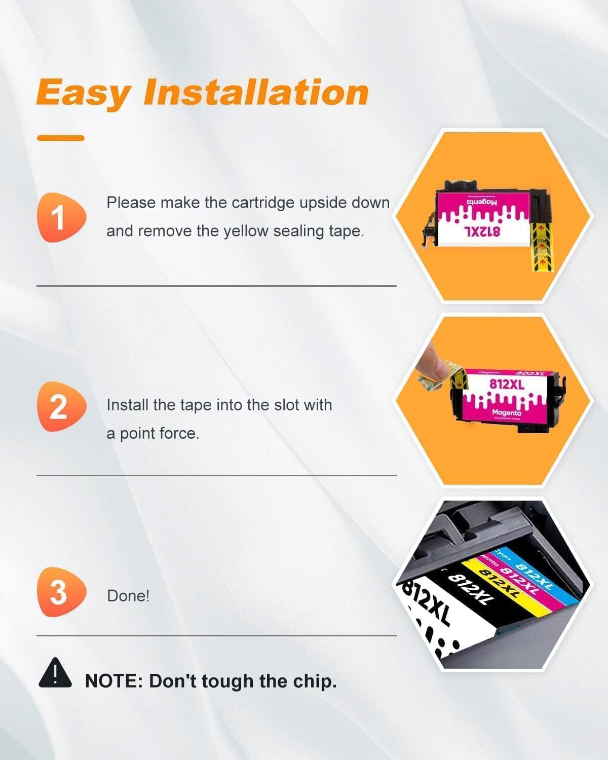 812XL Ink Cartridge Epson Remanufactured Replacement for Epson 812 812XL Ink Cartridges Combo Pack for Epson 812 XL T812XL Work for Workforce Pro WF-7840 WF-7820 WF-7310 EC-C7000 Printer（4 Pack）