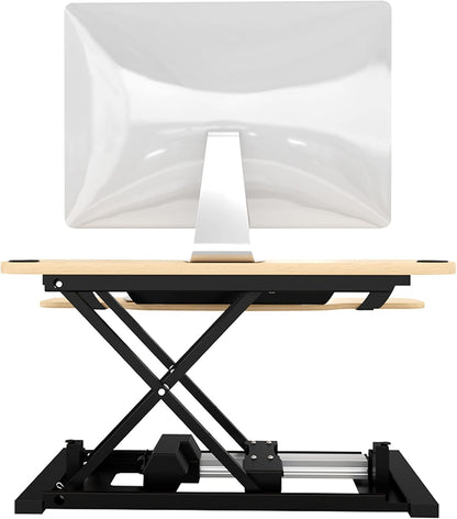 VERSADESK® PowerPro™ Elite 40” x 24" – App Controlled Wide Electric Standing Desk Converter w/USB Charging Port. Raises up to 20”. Fully Assembled – Includes LED Lights. Supports 80 lbs. – Maple