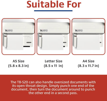 TruBind Manual Coil Binding Machine with Adjustable Side Margin | 20 Sheet Punch Capacity | Bind up to 440 Sheets with 4:1 Pitch | 2-Year Warranty | Heavy-Duty Coil Crimping Pliers Included