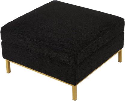 24KF Large Square Couch Ottoman for Living Room, Upholstered Teddy Fabric Padded Cushion Ottoman Table,Large Foot Rest,5088-Teddy Black