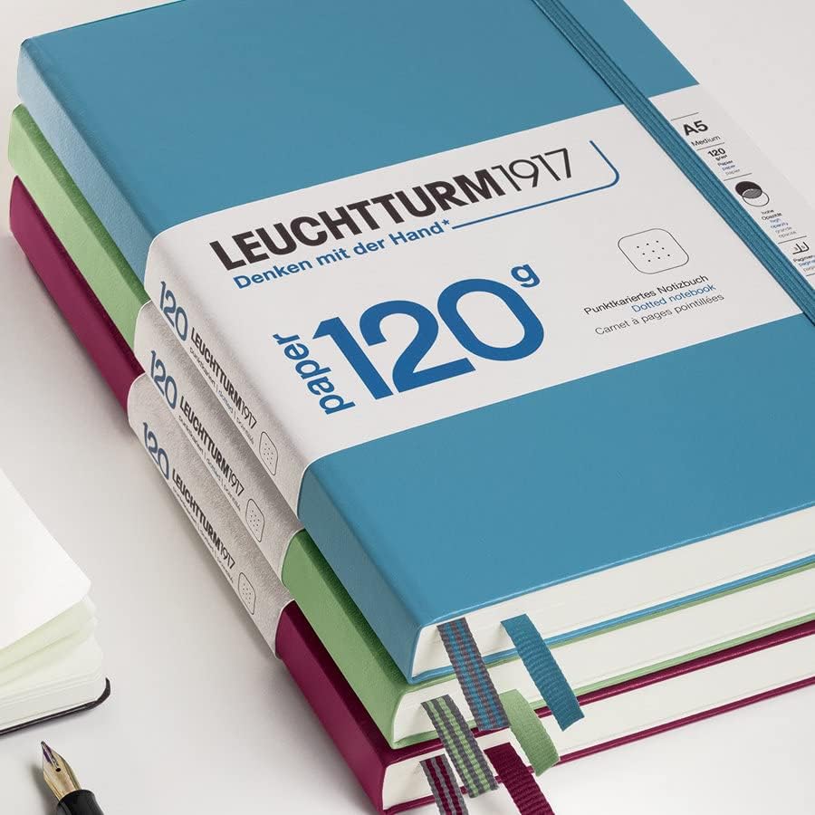 LEUCHTTURM1917-120G Special Edition - Medium A5 Plain Hardcover Notebook (Black) - 203 Numbered Pages with 120gsm Paper