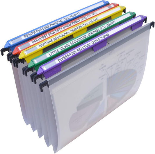 Ultimate Office MagniFile Hanging File Folders V- Bottom Letter Size with 11 inch Magnified Indexes That Double The Size of Your File Titles to Find Files Fast. (Set of 5 Frost)