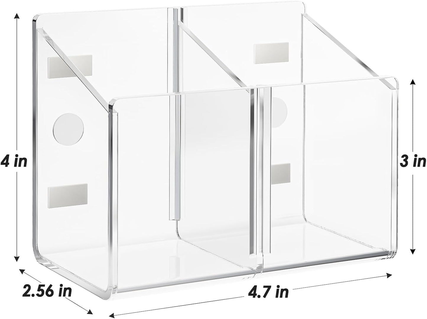 MaxGear Magnetic Dry Erase Marker Holder, Clear Acrylic Pen & Marker Organizer with 2 Compartments for Fridge, Whiteboard, Wall & Locker