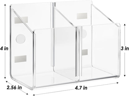 MaxGear Magnetic Dry Erase Marker Holder, Clear Acrylic Pen & Marker Organizer with 2 Compartments for Fridge, Whiteboard, Wall & Locker