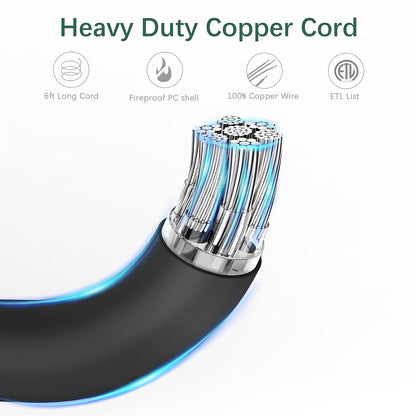 Power Strip 23 in 1, 20 Outlets Surge Protector Wall Mount with 2 USB+1 USB C Ports, Multi Plug Extension Cord 6ft Heavy Duty, Accessories for Gaming, Studio, Home, Office, Desk Organizers