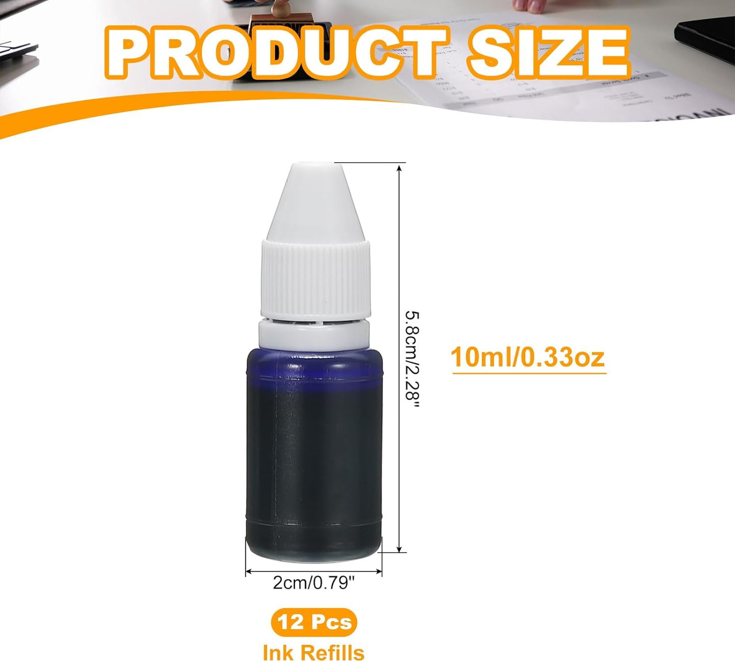 PATIKIL 0.33oz Refill Ink for Stamps and Ink Pads, 12Pcs 10ml Stamp Pad Ink Refill for Office Stamp Self Inking Stamp Date Stamp Scrapbooking, Dark Blue