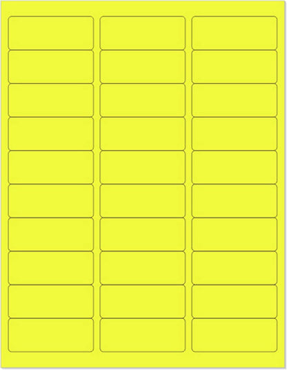 NextDayLabels - 8-1/2 x 11" Neon Color High Light Fluorescent Labels for Laser & Inkjet Printer (Yellow Fluorescent, 1" x 2-5/8" - 30 Per Page | 3000 Labels)