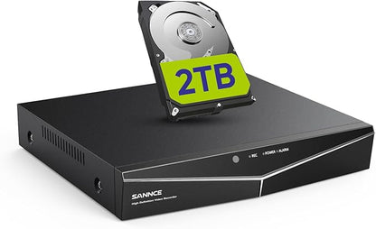 DVR for Security Camera, SANNCE 5MP 8CH CCTV DVR with 2TB Hard Drive, H.264+ Hybrid 5-in-1 Surveillance Recorder for 8CH Analog and 2CH IP Cameras, Remote Access, Motion Detection, 7/24 Recording