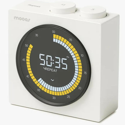 mooas Time Loop Digital Visual Timer, Rechargeable Wireless, LCD Large Display, Portable, Visual Timer, Brightness Adjustment, Count Up/Down, Pomodoro Timer for ADHD, Study, Home Schooling (White)