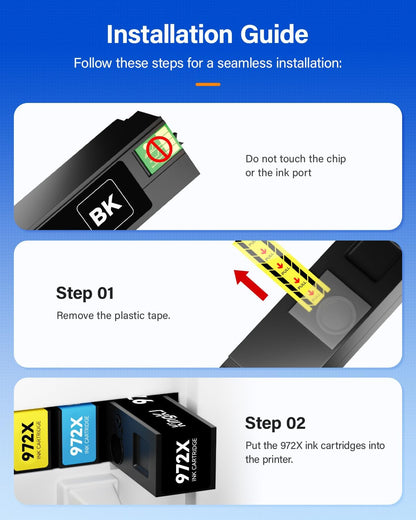 972X Ink Cartridges High Yield 4-Pack with chip Compatible Replacement for HP 972X 972A 972 use with HP Pagewide Pro 477dw 577dw 477dn 452dn 452dw 552dw 577z P55250dw Printer Black Cyan Magenta Yellow