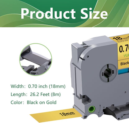 3-Pack TZe TZ Tape Compatible with Brother P Touch Label Maker Tape TZe-841 TZ-841 TZe841 TZ841 Label Tape 18mm 0.7 Laminated Black on Gold for PT D400 D450 D600 D610 P710BT