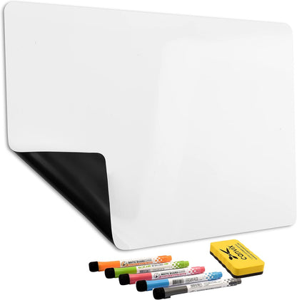 Magnetic Dry Erase Whiteboard for Refrigerator – Magnetized, Removable, Residue-Free Art and Memo Board for Family, Kids, Home, and Office – Magnetic Markers & Eraser Included (20 x 13 Inches)
