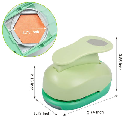 UCEC 2.75 Inch Hexagon Paper Punch for Scrapbooking and Card Making – Heavy Duty Craft Punch for 80 lb Cardstock – Large Geometric Punch with Ergonomic Handle and Safety Lock
