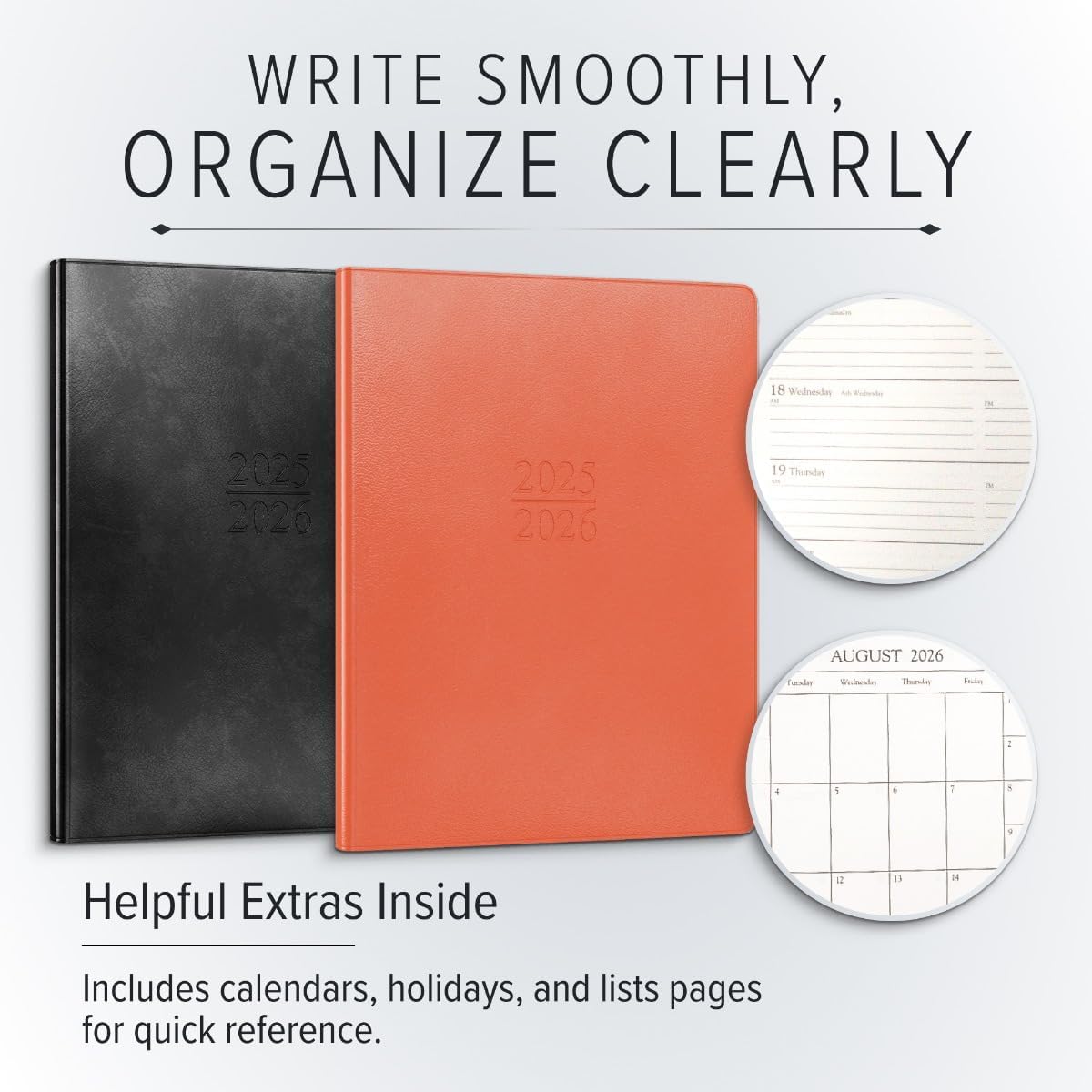 Gallery Leather Academic Planner 2025-2026, Teacher and Student Weekly Monthly Planner, Elegantly Bound Calendar with Gold-Gilded Page Edges, 18 Months - Caribbean Yellow - 9x7"