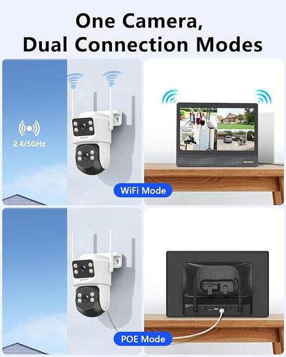 【All-in-One Security System】 4MP PTZ Security Cameras Wireless Outdoor, WiFi Home Security Camera System, Video Surveillance DVR Kits