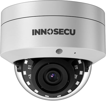 AI 8MP PoE Camera, Vandal-Proof Dome IP Security Camera Outdoor, Human and Vehicle Detection, Night Vision 100ft, 2.8mm Lens Wide Angle 110°, Built-in Mic, No PT Supported. IND8BR54A (White)