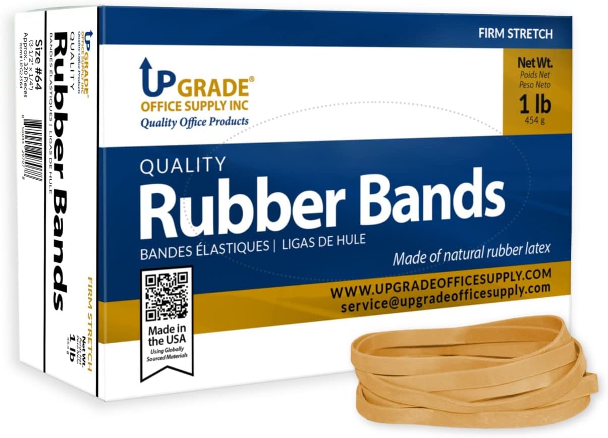 Upgrade Office Supply UPG22564PK3 Rubber Bands, Size 64 (3-1/2 x 1/4), 960 Bands, 1 lb 3-Box, USA