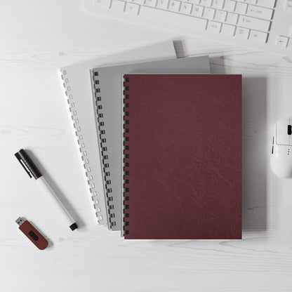 Binditek 50 Pack 16 Mil Leather Textured Polycovers - Binding Presentation Covers for Business Reports and Proposals, 8-1/2 x 11", Maroon, Office Supplies