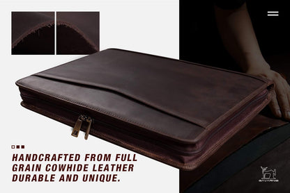 Personalized Leather Portfolio Padfolio for Men, Engraved Gifts for Father's Day for Husband from Wife, Customized Leather Gifts Present for Son/Dad, for Birthday, Dark Brown
