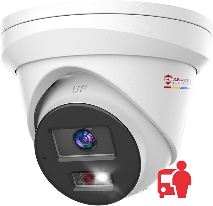 Anpviz 5MP PoE IP Camera with Audio, Full Metal Turret Security Camera Outdoor with Human Vehicle Detection, Smart Color Night Vision, 3072x1728@20fps, 114° FOV, WDR, IP67 Waterproof