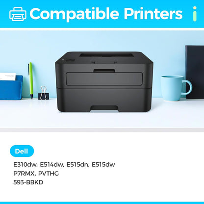 E310 Black Toner Cartridge 4-Pack Replacement for Dell E310 E310dw E514 E515 P7RMX PVTHG 593-BBKD Toner Compatible with Dell Wireless Monochrome E310dw E514dw E515dn E515dw Printer Ink All-in-One Copy