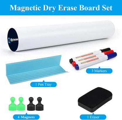 White Board Sticker Adhesive Backing, 24" x 36" Magnetic Dry Erase Board Contact Paper Stick on Wall, Whiteboard Sheet for Teacher Kids Classroom, Include Markers, Eraser with Magnet