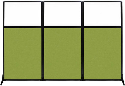 Versare Workstation Partition | Portable Wall Divider | Modern Office Cubicle | Free Standing Privacy Screen | Flexible Work Space | 99" x 70" W/Window, Lime Green Fabric Panels