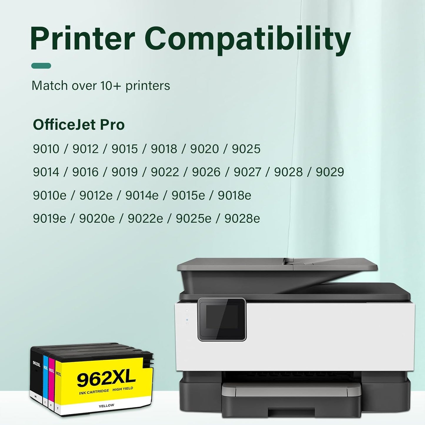 962XL 962 9015e Ink Cartridges Combo Pack: Replacement for HP 9018e Ink 962XL Black and 962 Color 962XL/962 OfficeJet Pro 9025e 9010 9015 9018 9020 9025 9010e 9012e 9020e Printer 4 Pack