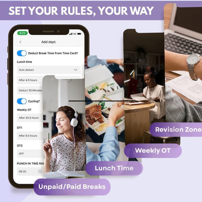 App-Based Time Clock for Small Business with 10 IC Cards – Clock in Machine for Employee Fingerprint Attendance, Time Card Machine No Monthly Fee, iOS/Android Compatible