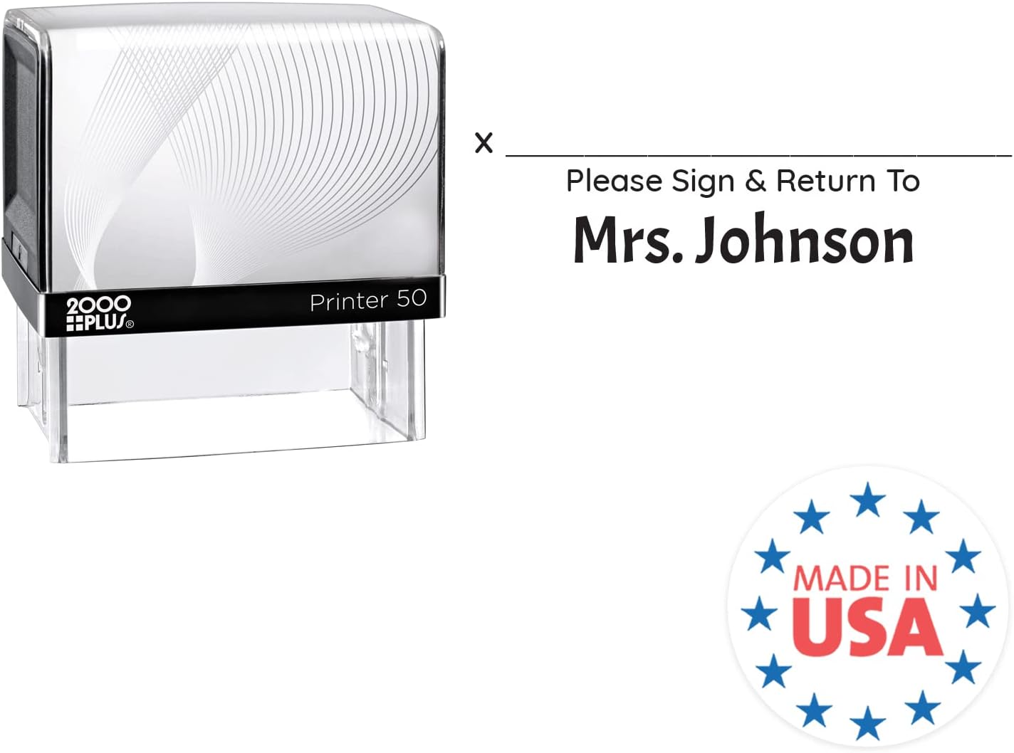 Personalized Sign and Return Teacher Stamp / 2000 Plus Self Inking Homework Signature Stamper/Custom Bold Black Imprint/Made in USA