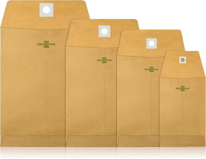 Frienda 4 Sizes Clasp Envelopes Kraft Paper Catalog Clasp Envelope with Closure for Filing, Storing or Mailing Documents, 50 Pieces(5 x 7 In, 6 x 9 In, 9 x 12 In, 10 x 13 In,Brown)