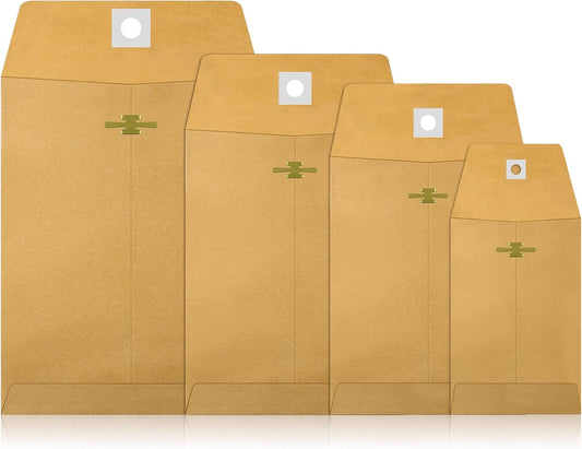 Frienda 4 Sizes Clasp Envelopes Kraft Paper Catalog Clasp Envelope with Closure for Filing, Storing or Mailing Documents, 50 Pieces(5 x 7 In, 6 x 9 In, 9 x 12 In, 10 x 13 In,Brown)