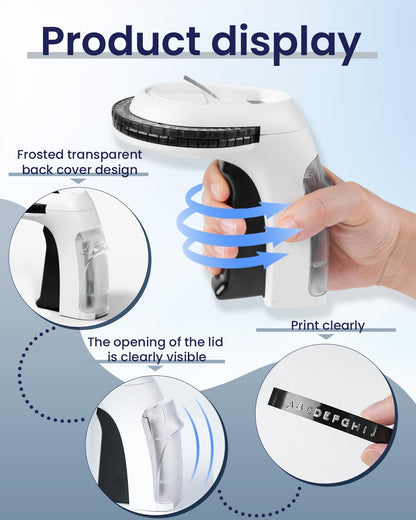 Label KINGDOM Embossing Label Maker, Old School Labeler for Home School Office,A Protable Handheld Retro Label Maker with 10 Rolls 3D Embossing Label for Home Office DIY, Black