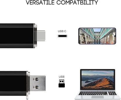 2-Pack 16GB USB C Flash Drive Dual Flash Drive Type C + USB A Memory Stick Jump Drive 2-in-1 Thumb Drive for Storage and Backup (16GB*2 Black&Blue)