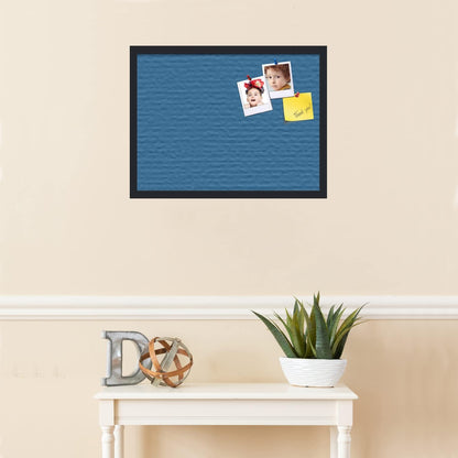 PinPix 24x18 Inch Cork Bulletin Board. This Decorative Framed Pin Board Comes with Navy Pastel Design and a Satin Black Frame. Ideal for Home Office Decor or Message Board (PinPix-1811)